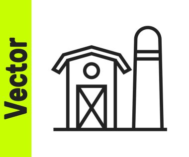 Siyah çizgi çiftlik evi simgesi beyaz arka planda izole edilmiş. Vektör