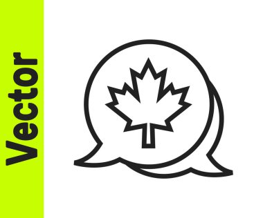 Beyaz arka planda siyah çizgi Kanada akçaağaç yaprağı ikonu izole edildi. Kanada sembolü akçaağaç yaprağı. Vektör