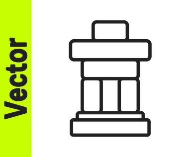 Siyah çizgi Inukshuk simgesi beyaz arkaplanda izole edildi. Vektör