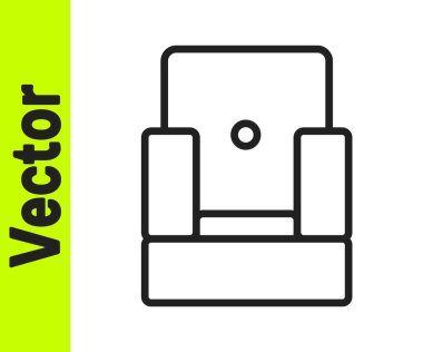 Siyah çizgi sinema koltuğu simgesi beyaz arkaplanda izole edildi. Vektör