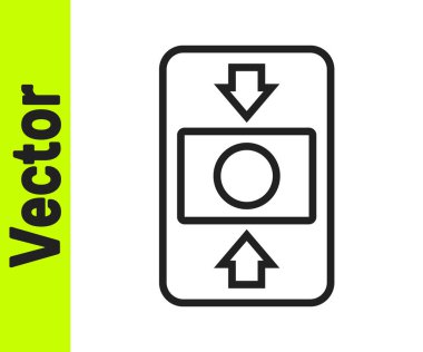 Siyah çizgi yangın alarm sistemi simgesi beyaz arkaplanda izole edildi. Yangın güvenlik kutusunu çek. Vektör