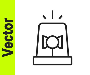 Siyah çizgi Flasher siren simgesi beyaz arkaplanda izole edildi. Acil durum sireni. Vektör