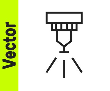 Siyah çizgi yangın söndürme sistemi simgesi beyaz arkaplanda izole edildi. Fıskiye, yangın söndürücü, katı ikon. Vektör