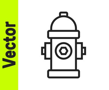 Beyaz arka planda siyah çizgi yangın musluğu simgesi izole edildi. Vektör