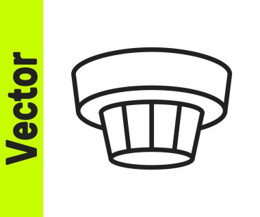 Siyah çizgi duman alarm sistemi simgesi beyaz arkaplanda izole edildi. Duman dedektörü. Vektör