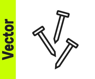 Siyah çizgili metal tırnak simgesi beyaz arkaplanda izole edilmiş. Vektör