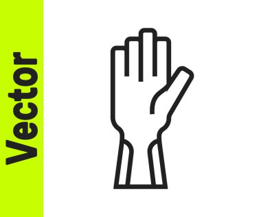 Siyah çizgi koruyucu eldiven ikonu beyaz arka planda izole edildi. Vektör