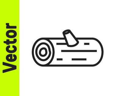 Siyah çizgi tahta kütük simgesi beyaz arkaplanda izole edildi. Yakacak odun yığını. Vektör