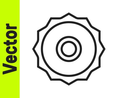 Beyaz arka planda siyah çizgili testere bıçak ikonu var. Testere tekerleği. Vektör