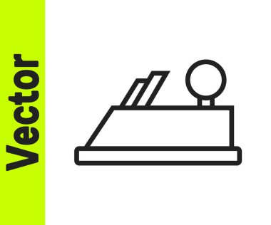 Ahşap işçisinin el yapımı simgesi için siyah çizgi ahşap uçak aracı beyaz arka planda izole edildi. Ortak düzlem. Vektör