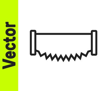 Siyah çizgi, beyaz arkaplanda izole edilmiş iki elli testere ikonu. Vektör