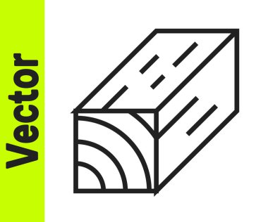 Siyah çizgi tahta kiriş simgesi beyaz arkaplanda izole edildi. Kereste kalası. Vektör