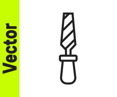 Beyaz arkaplanda siyah çizgi Rasp metal dosya simgesi izole edildi. Ahşap ve metalle çalışmak için Rasp. Tezgah ve atölye için alet. Vektör