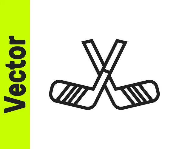 Black Line Eishockeyschläger Symbol isoliert auf weißem Hintergrund. Vektor — Stockvektor