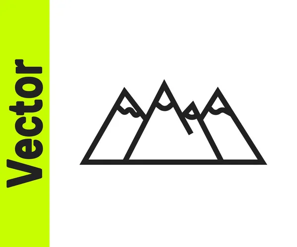 Schwarze Linie kanadische Landschaft mit Bergen und See Symbol isoliert auf weißem Hintergrund. Vektor — Stockvektor