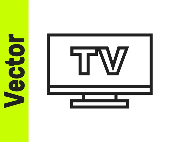 Línea negra Smart Tv icono aislado sobre fondo blanco. Señal de televisión. Vector — Vector de stock