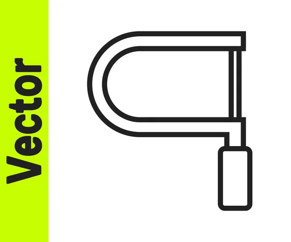 Czarna linia Hacksaw ikona izolowana na białym tle. Metalowa piła do drewna i metalu. Wektor — Wektor stockowy