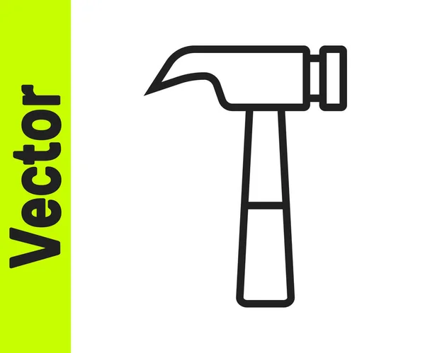 Schwarze Linie Hammer Symbol isoliert auf weißem Hintergrund. Werkzeug zur Reparatur. Vektor — Stockvektor