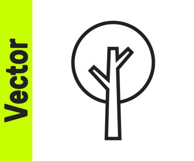 Beyaz arkaplanda siyah çizgi ağaç simgesi izole edildi. Orman sembolü. Vektör