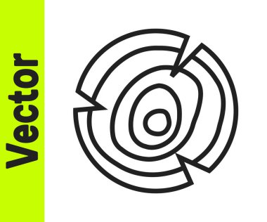 Siyah çizgi tahta kütük simgesi beyaz arkaplanda izole edildi. Yakacak odun yığını. Vektör