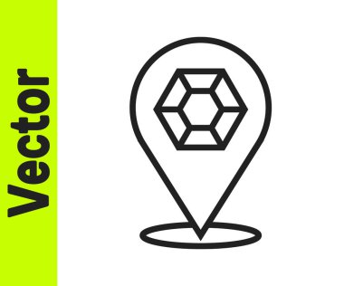 Siyah çizgi taşı simgesi beyaz arkaplanda izole edilmiş. Mücevher sembolü. Elmas. Vektör