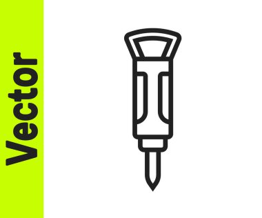 Siyah çizgi inşaat matkabı ikonu beyaz arka planda izole edildi. Vektör