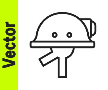 Siyah çizgi Miner başlık simgesi beyaz arkaplanda izole edildi. Vektör