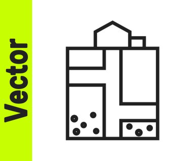 Siyah çizgi Mayın giriş simgesi beyaz arkaplanda izole edildi. Vektör