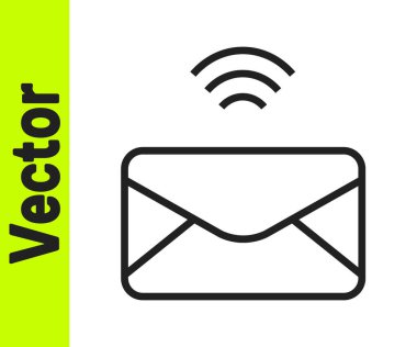 Beyaz arkaplanda siyah satır e- posta ve e- posta simgesi izole edildi. Zarf sembolü e-postası. E- posta kodu. Vektör