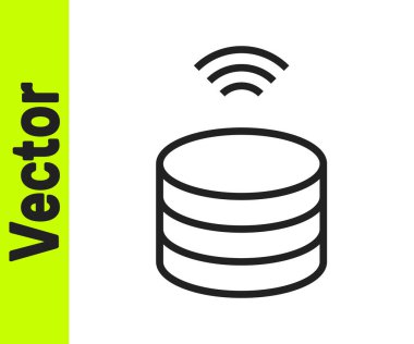 Siyah çizgi Smart Server, Data, Web sunucu simgesi beyaz arkaplanda izole edildi. İnternet kavramının kablosuz bağlantısı. Vektör
