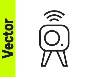 Siyah çizgi web kamera simgesi beyaz arkaplanda izole edildi. Sohbet kamerası. Web kamerası simgesi. Vektör