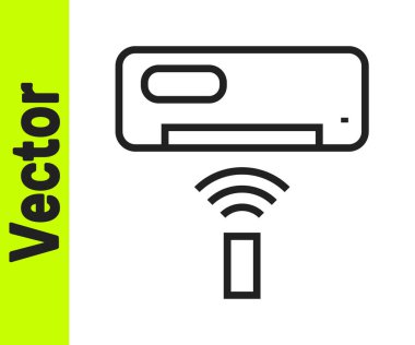 Siyah çizgi klima simgesi beyaz arka planda izole edildi. Sistemin havalandırmasını böl. Soğuk ve soğuk iklim kontrol sistemi. Vektör