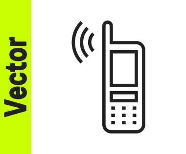 Beyaz arkaplanda izole edilmiş ücretsiz kablosuz bağlantı ikonu olan siyah çizgi akıllı telefon. Kablosuz teknoloji, kablosuz bağlantı, kablosuz ağ. Vektör