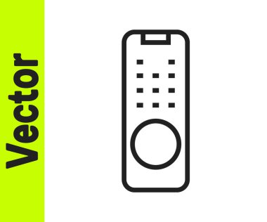 Siyah çizgi uzaktan kontrol simgesi beyaz arkaplanda izole edildi. Vektör