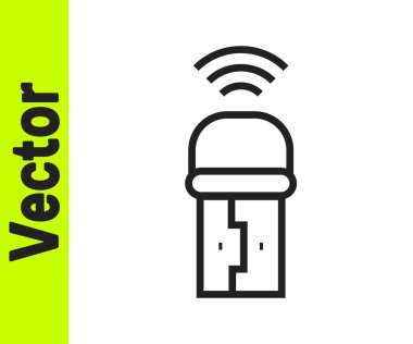 Siyah çizgi Usb kablosuz adaptör simgesi beyaz arkaplanda izole edildi. Vektör