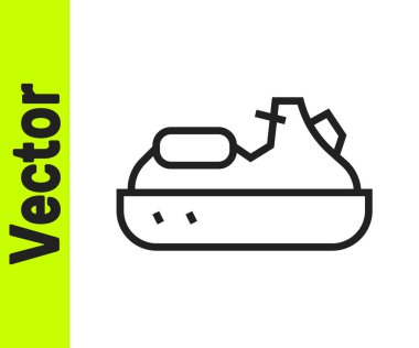 Siyah çizgi Jet ski simgesi beyaz arkaplanda izole edildi. Su motoru. Olağanüstü bir spor. Vektör