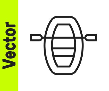 Kürekleri beyaz arkaplanda izole edilmiş siyah çizgili bir tekne. Su sporları, ekstrem sporlar, tatil, tatil, takım oluşturma. Vektör