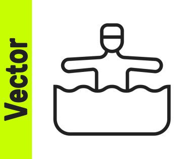 Siyah çizgi su jimnastik ikonu beyaz arka planda izole edilmiş. Vektör