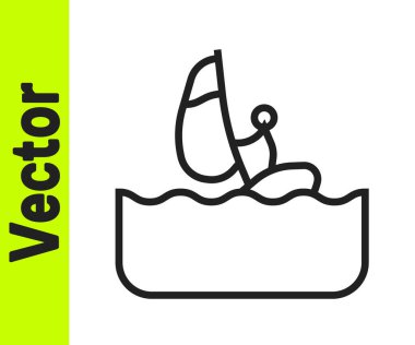 Siyah çizgi Windsurfing simgesi beyaz arkaplanda izole edildi. Vektör