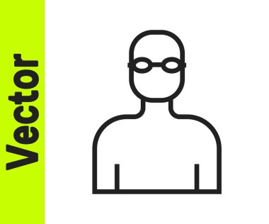 Siyah çizgi yüzücü ikonu beyaz arka planda izole edilmiş. Vektör