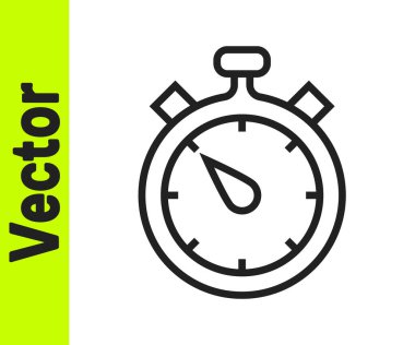 Siyah çizgi Stopwatch simgesi beyaz arkaplanda izole edildi. Zaman göstergesi. Kronometre işareti. Vektör