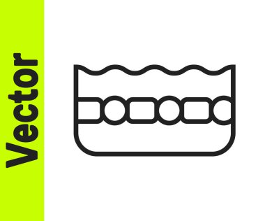 Beyaz arka planda siyah çizgi yüzme havuzu simgesi izole edildi. Vektör