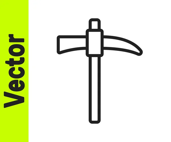 Linha preta ícone Pickaxe isolado no fundo branco. Vetor — Vetor de Stock