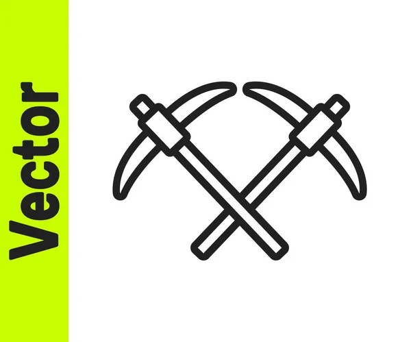 Icono de línea negra Pickaxe aislado sobre fondo blanco. Vector — Vector de stock
