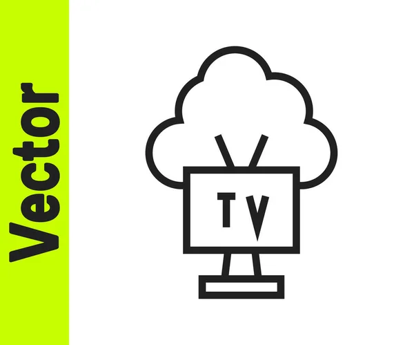 Schwarze Linie Smart-TV-Symbol isoliert auf weißem Hintergrund. Fernsehzeichen. Vektor — Stockvektor