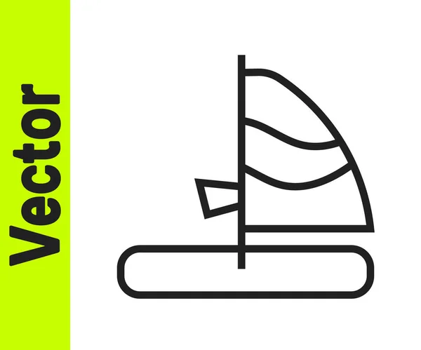 Línea negra Icono de windsurf aislado sobre fondo blanco. Vector — Vector de stock