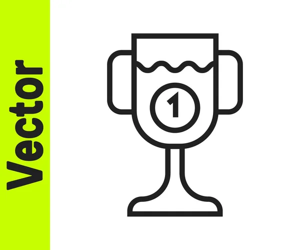 Black Line Award Cup Symbol isoliert auf weißem Hintergrund. Siegertrophäe Symbol. Meisterschaft oder Wettbewerbspokal. Sportabzeichen. Vektor — Stockvektor