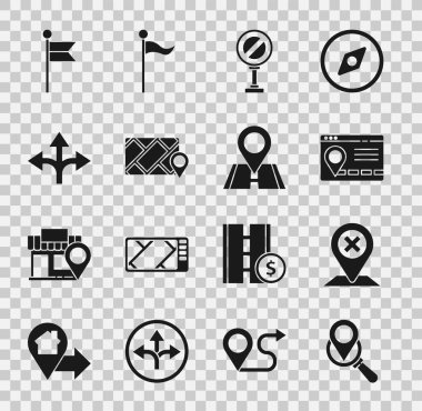 Set Search location, Location, Infographic of city map navigation, Stop sign, City, Road traffic, marker and icon. Vector