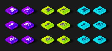 Arılar için Kovan, Böcek geyiği, Larva böceği, Basınç spreyi, Örümcek kavanozu ve ikonu hazırlayın. Vektör