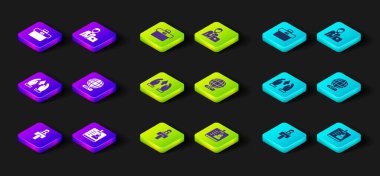 Set Stage stand or tribune, Identification badge, Growth chart progress, Worldwide, Businessman and Briefcase icon. Vector